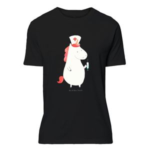 Mr. & Mrs. Panda Größe M T-Shirt Uni Einhorn Krankenschwester - Schwarz - Geschenk, Ärztin Geschenk, Einhörner, Rundhals, Krankenpflegerin, Unicorn, Krankenhaus