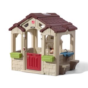 Step2 Charming Cottage Spielhaus | Kunststoff Spielhaus für Kinder mit Küche, Kamin, Picknickplatz, Klingel und Zubehör