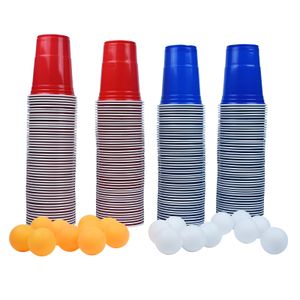 LZQ 200x Party-Becher Beer-Pong Becher Set Rot/Blau Cups mit 16 oz (473 ml) , Beer-Pong spielen - Bier-Pong - Trinkbecher + 10 Bälle, Party-Becher, lebensmittelecht & wiederverwendbar