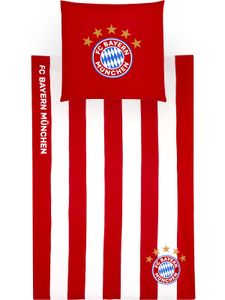 FC Bayern München Möbel Bettwäsche rot/weiß Biber, 135 x 200 cm Bettwäsche 100% Baumwolle Bettwäsche 135 x 200 cm fball versandfrei