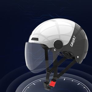 Fahrradhelm mit Bluetooth Automatische Anrufannahme Intelligenter Fahrradhelm mit wasserdichter, abnehmbarer Maske, Weiß