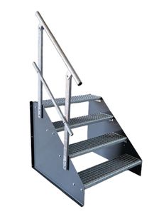 4 Stufen Standtreppe Stahltreppe freistehend Breite 100cm Höhe 84cm anthrazit einseitiges Geländer