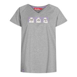 Derbe Damen T-Shirt Shirt kurzarm V-Neck Kegelrobbe, Farbe:Grau, Artikel:-021 grey melange, Größe:M