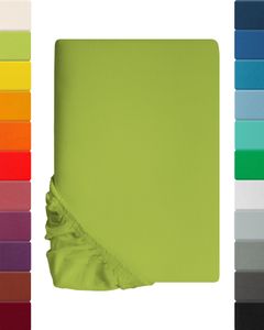 Lavea Spannbettlaken 70 x 140 cm  - Apfelgrün - Bettlaken aus 100% Baumwolle - mit rundum Gummizug - fusselfrei und pflegeleicht - aus unserer hochwertigen MAYA-Serie