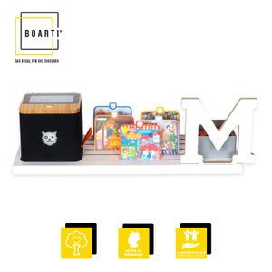 BOARTI® Standregal Organizer weiß mit weißem Buchstaben M für Tigerbox touch & 27 Tigercards