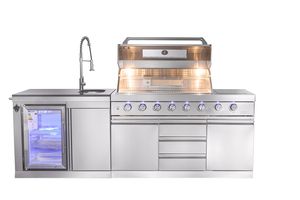 GORILLER® SILVERBACK S1 venkovní kuchyně, plynový gril s kombinací lednice a dřezu, nerezová ocel, stříbrná barva GORILLER® SILVERBACK S1 venkovní kuchyně, plynový gril s kombinací lednice a dřezu, nerezová ocel, stříbrná barva