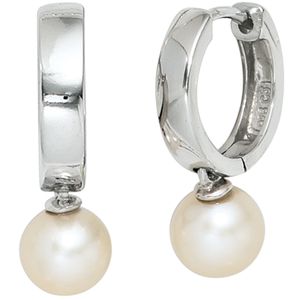 JOBO Creolen 925 Sterling Silber rhodiniert 2 Süßwasser Perlen Ohrringe JOBO Creolen 925 Sterling Silber rhodiniert 2 Süßwasser Perlen Ohrringe
