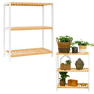 Bambus Schuhregal - 69x60x26cm Holz Regal für Badezimmer Küche Flur Schuhschrank