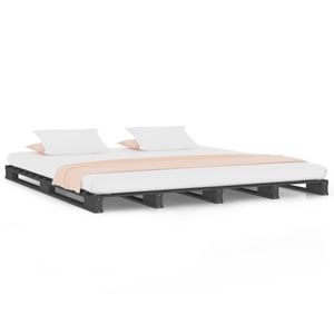 vidaXL Paletová postel Grey 135x190 cm Borovicový masiv