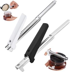 2 PCS Müheloser Arthritis Glasöffner,Dosenöffner Manuell Lid Opener,2024 new Dosenöffner Flaschenöffner für Senioren,Multifunctional Deckelöffne aus Edelstahl（Schwarz-White）