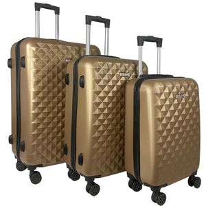 QTC Istanbul Reisekoffer ABS Hartschalenkoffer Trolley Koffer Diamond-Gold 3´er Set (M+L+XL)