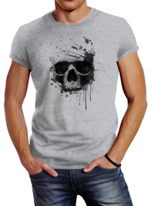 Herren T-Shirt Skull Splash Slim Fit Neverless® grau XXL