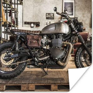 MuchoWow® Poster Motorrad - Oldtimer - Metall 75x75 cm - Wand Dekoration