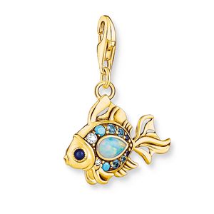 Thomas Sabo 1921-959-7 Charm-Anhänger Damen Bunter Fisch Silber Vergoldet