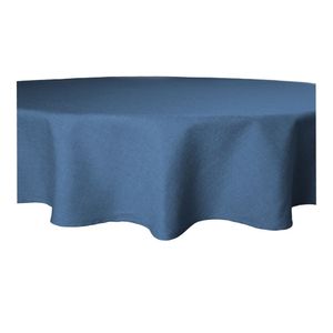 Tischdecke rund 220 cm Ø blau beschichtet Leinenoptik wasserabweisend Lotuseffekt