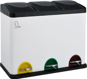 SVITA TC3X15 Mülleimer Papierkorb pulverbeschichteter Stahl Treteimer Abfalleimer Recycling 45L Weiß SVITA TC3X15 Mülleimer Papierkorb pulverbeschichteter Stahl Treteimer Abfalleimer Recycling 45L Weiß