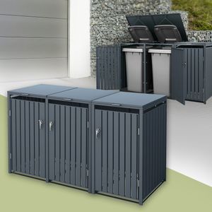 ML-Design Mülltonnenbox für 3 Tonnen, 240L, 200x80x116,3 cm, Anthrazit, aus Stahl