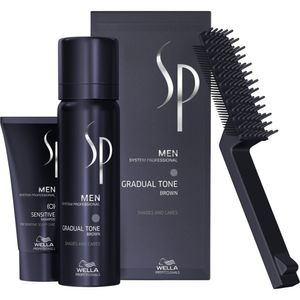 Mikstúra od Well Professionals - Set pre postupné znižovanie šediny u mužov, pena 60ml, šampón 30ml, kefa