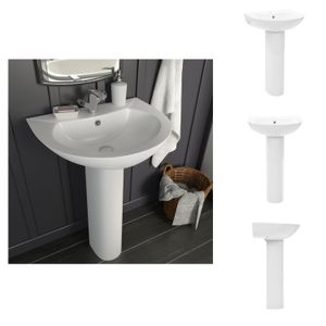 vidaXL Freistehendes Waschbecken mit Säule Keramik Weiß 520x440x190 mm -  Badezimmer-Waschbecken