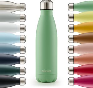 Blumtal Trinkflasche Edelstahl isoliert Thermosflasche 500 ml - Grün - Auslaufsichere Trinkflasche Metall - BPA-freie Thermo Trinkflasche