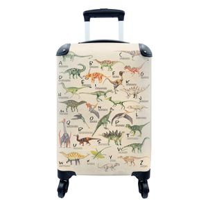 Koffer Handgepäck Kinderkoffer Trolley Rollkoffer Kleine Reisekoffer auf Rollen - Alphabet - Dinosaurier -  35x55x20 cm