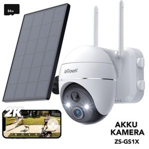 ieGeek 2K 3MP Überwachungskamera Aussen Akku Solar WALN IP Kamera Outdoor mit Person/Fahrzeugerkennung, PIR-Bewegungsmelder, IR-Nachtsicht