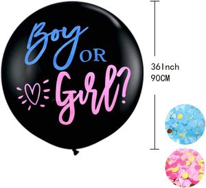 Ballons 36 Zoll,  XXL große Schwarz Baby Boy or Girl Latex Luftballons Geschlechtsballon mit Rosa Blau Konfetti für Babyparty Geschlecht Offenbaren Party Dekoration