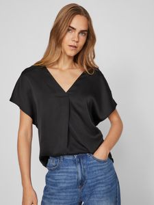 Satin Bluse Glänzendes Kurzarm Shirt Top Oberteil VIELLETTE  | 38