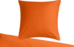 Einfarbige Mako Satin Bettwäsche 135x200 Orange Uni Bettwäsche 135 x 200, Bettbezug aus 100% Baumwolle