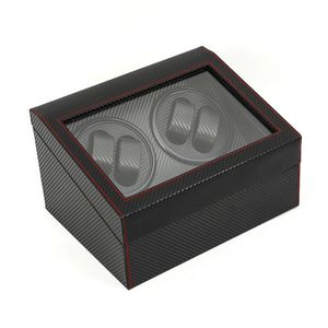 4+6 Automatisch Uhrenbeweger Uhrenboxen Ballaststoff  Sammeln Schaukasten Watch Winder Box für Weihnachtsgeschenk (Schwarz)