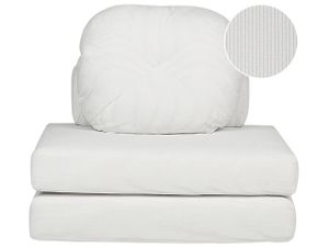 BELIANI Rozkladacia pohovka biela menčestrová čalúnená rozkladacie kreslo na spanie s vankúšom moderný dizajn