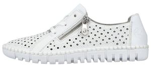 Rieker Damen Sneaker Leder leicht Lochmuster Reißverschluss M2300, Größe:38 EU, Farbe:Weiß