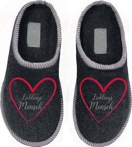 Sprint Sport "Lieblingsmensch" Hausschuhe Damen Pantoffel dunkelgrau, Gr.41