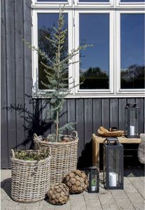 House Nordic Körbe Indo Set 2 runde Körbe aus Kubu-Rattan mit Kunststoff Innenseite