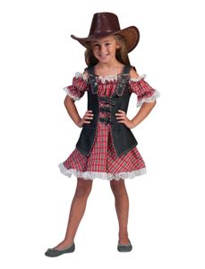 Cowgirl Ranger Kinder Kostüm Rot/Braun/Weiß 140