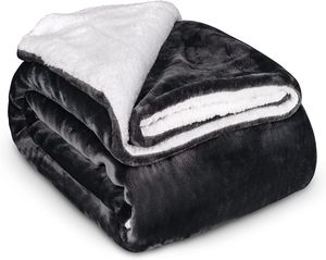 HEIMWERT Decke Kuscheldecke Sherpa Wolldecke - superweiche warme Dicke Kuscheldecke flauschig - extra Flauschige Fleecedecke und Tagesdecke für Couch Bett Sofa (Grau, 150 x 200cm)