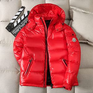 ASKSA Herren Gesteppte Padded Shiny Thick Jacken Mantel Männer ultraleichte Stehkragen Jacke, Rot, L