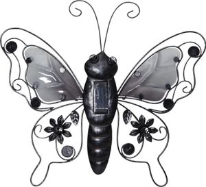 LED solárna dekorácia na stenu "Butterfly" motýľ čierny kov Najlepšia sezóna 481-27