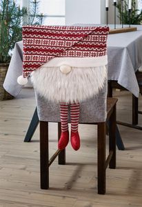 Stuhlhusse "Weihnachtswichtel" aus Filz, Kunstfell und Textil, 48s54 cm, Stuhlbezug