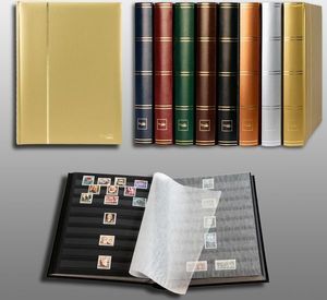 Prophila Collection Metallic Edition 60 Schwarze Seiten Briefmarkenalbum Einsteckbuch wattierter Goldener Einband