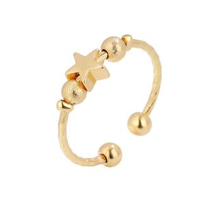 Anti-Stress-Ring mit Stern größenverstellbar Kupfer Gold