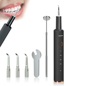 Zahnreinigung Set, Elektrisch Zahnsteinentferner Ultraschall Zahnreinigungsset für Pflege von Zahn zuhause Es gibt 4 einstellbare Modi und 4 austauschbare Reinigungsköpfe USB-Wiederaufladbar