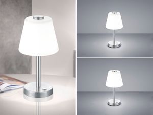 2 x LED Wohnzimmerlampe Nickel TOUCH dimmbar Nachttischleuchten Glasschirm weiß