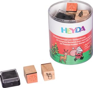 HEYDA Motivstempel-Set "Weihnachten" Klarsicht-Runddose 15 Stempel