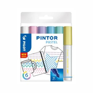 PILOT Pigmentmarker PINTOR medium 6er Set "PASTEL MIX"