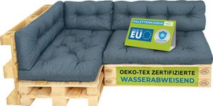 Pillows24 - Palettenkissen wasser- und UV-beständig - 6ER SET | Polster für Europaletten 120x80 - Palettenmöbel - Outdoor/Indoor, Türkis