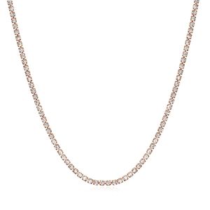Hip-Hop einreihige Diamant-Zirkon-Halskette, Tenniskette, 3 mm, Kupfer, besetzt, Diamant, Straße, beliebte Halskette (Roségold)