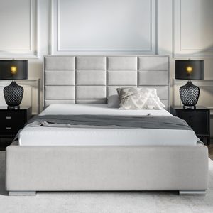 Selsey Polsterbett ELIBIN - Doppelbett mit Kopfteil 180 x 200 cm - Stoffbezug in Beige - mit Lattenrost und Bettkasten