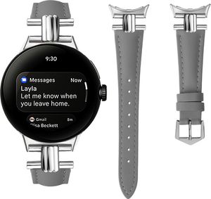 INF Echtes Lederarmband für Google Pixel Watch 3 Grau 45 mm