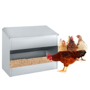 LARS360 Futterautomat Hühner aus Verzinkter Stahl Geflügelfutterautomat  Futterspender für Hühner Gänse Enten mit Deckel 15KG